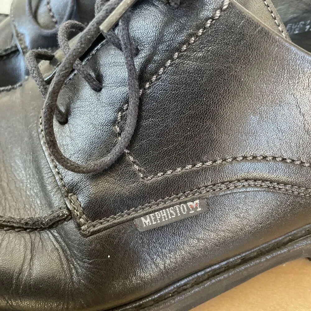 Mephisto Goodyear Welt Mens 12 Black Oxford Shoes Genuine Leather Dress Wedding‎